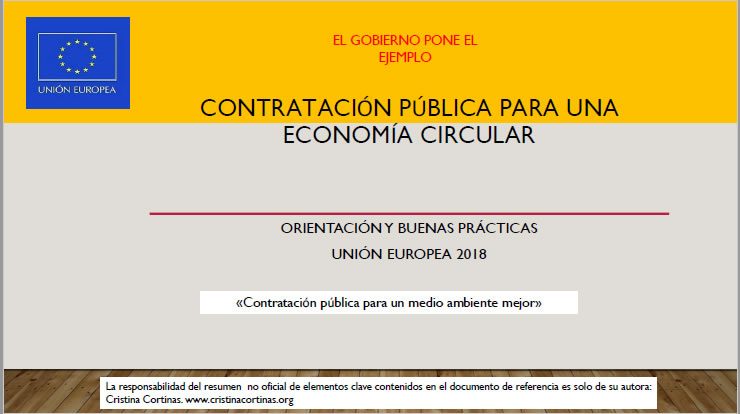 Contratación pública para una economía circular. Orientación y buenas prácticas