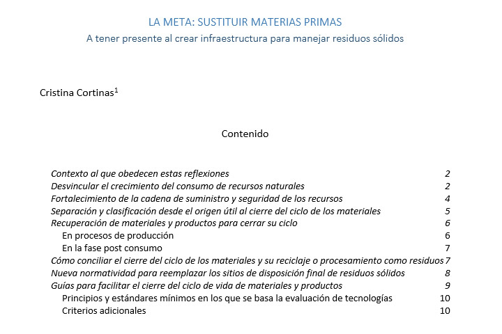 LA META: SUSTITUIR MATERIAS PRIMAS