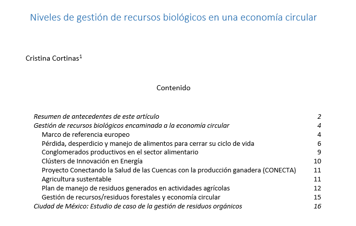 Niveles de gestión de recursos biológicos en una economía circular