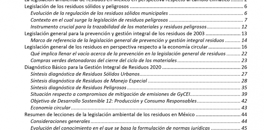 Antecedentes para fortalecer la legislación de residuos y contribuir a mitigar el cambio climático