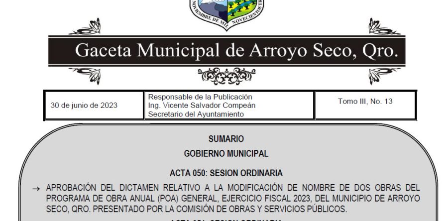 Reglamento de residuos y economía circular de Arroyo Seco Qro. 2023