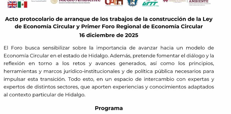 Acto protocolario de arranque de los trabajos de la construcción de la Ley de Economía Circular y Primer Foro Regional de Economía Circular 16 diciembre de 2