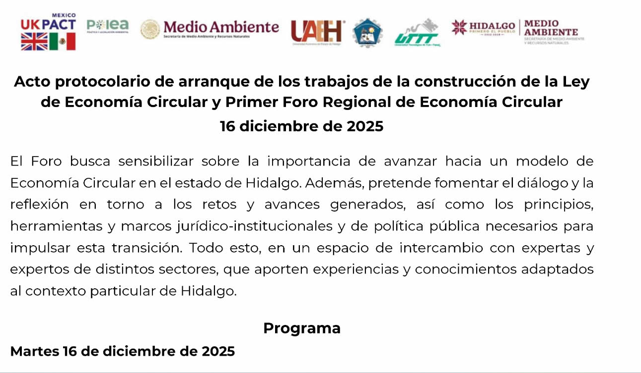 Acto protocolario de arranque de los trabajos de la construcción de la Ley de Economía Circular y Primer Foro Regional de Economía Circular