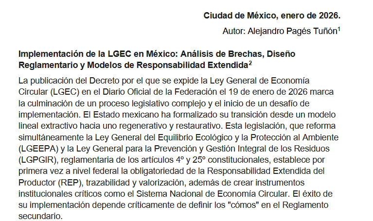 Invitación a opinar sobre propuestas a considerar en el reglamento de la Ley General de Economía Circular para operativizarla