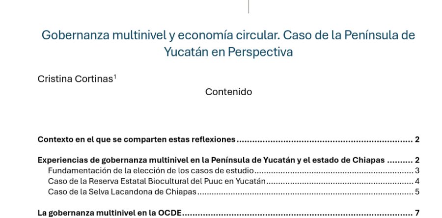 Gobernanza multinivel y economía circular. Caso de la Península de Yucatán en Perspectiva