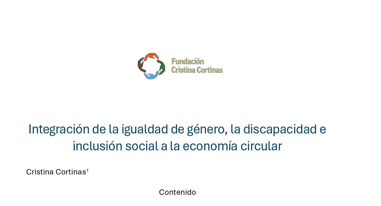 Integración de la igualdad de género, la discapacidad e inclusión social a la economía circular