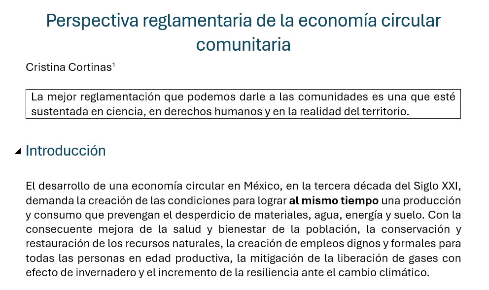 Difusión de la Perspectiva reglamentaria de la economía circular comunitaria.