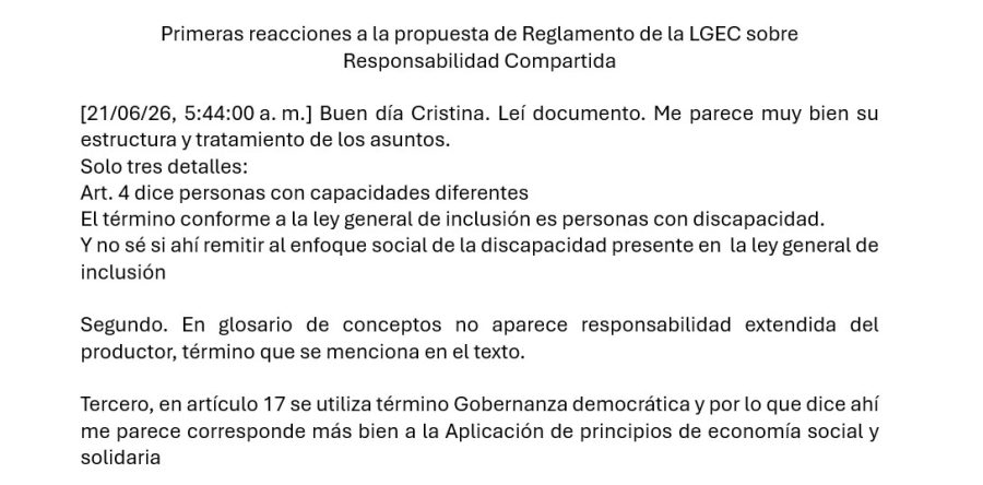 Primeras reacciones a la propuesta de Reglamento de la LGEC sobre Responsabilidad Compartida