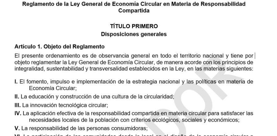 Reglamento de la Ley General de Economía Circular en Materia de Responsabilidad Compartida
