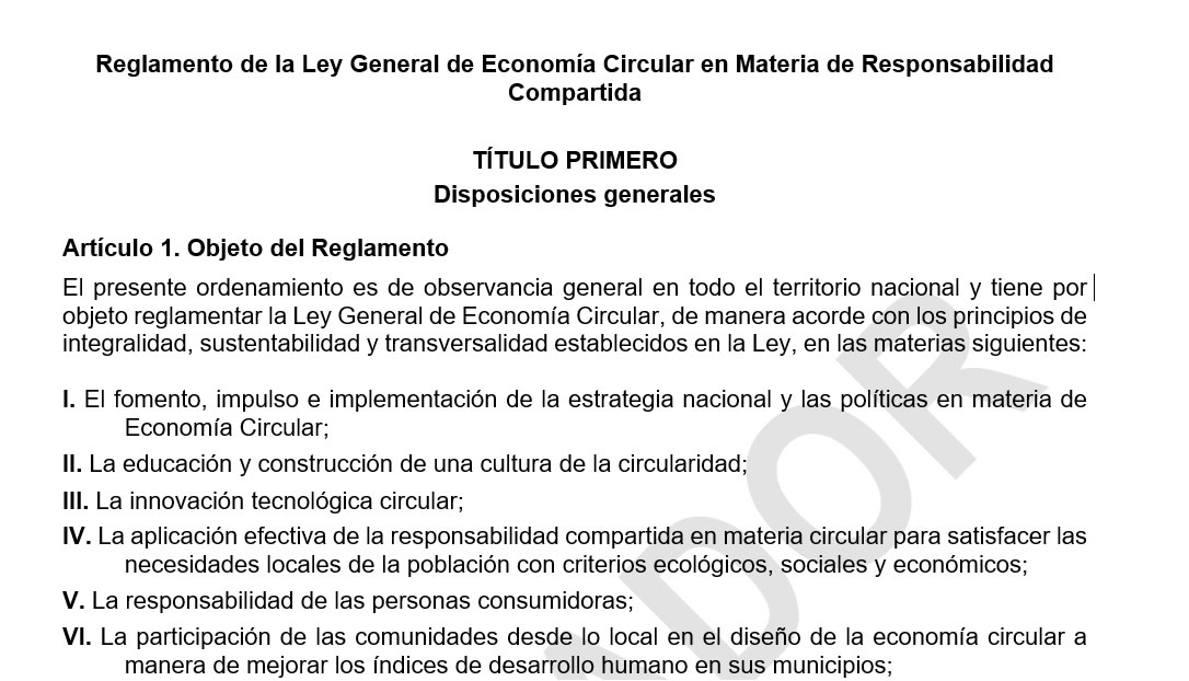 Reglamento de la Ley General de Economía Circular en Materia de Responsabilidad Compartida